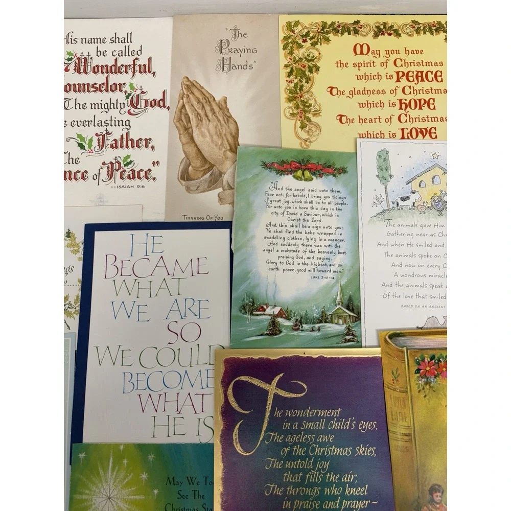 Vintage Christmas Cards Fronts ONLY Bible Verses More Scrapbooking Crafts 50+